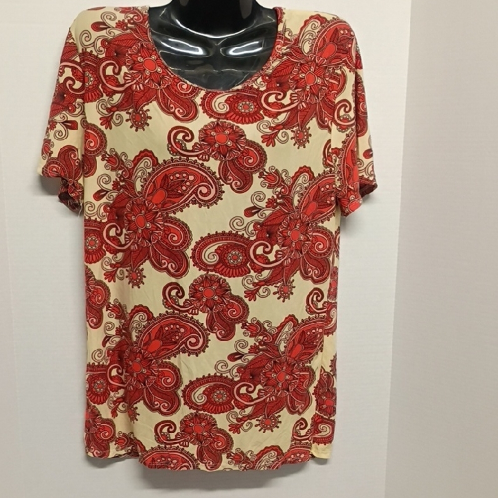 Paisley Red and Cream Women's Top